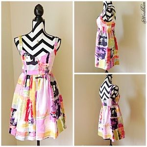 Ali Ro Pomegranate Brushstroke Party Dress